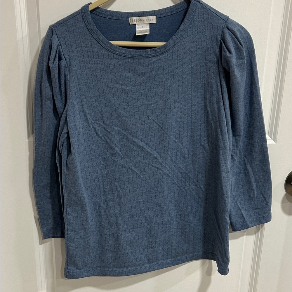 Design History Long Sleeve Blue Top